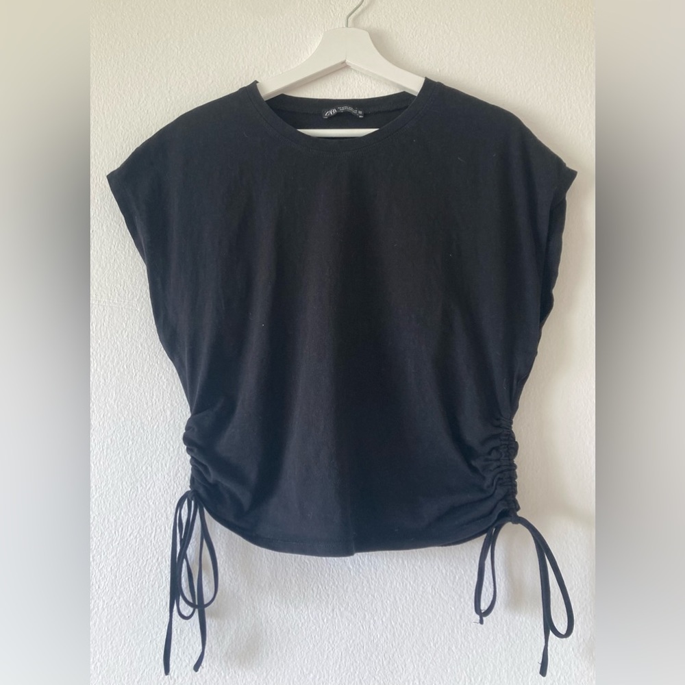 Zara t-shirt With Gathered Sides